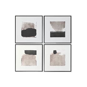 Cadre Home ESPRIT Blanc Marron Noir Abstrait Urbaine 60 x 4 x 60 cm (4 Unités)