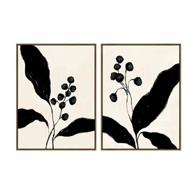 Cadre Home ESPRIT Noir Beige Fleur Urbaine 75 x 4 x 100 cm (2 Unités)