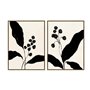 Cadre Home ESPRIT Noir Beige Fleur Urbaine 75 x 4 x 100 cm (2 Unités)