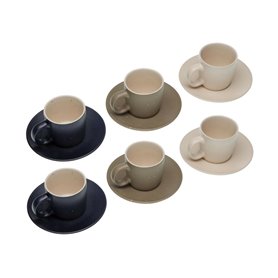 Set de 6 Tasses à Thé avec Soucoupe Versa Tashi Grès 8,3 x 7,8 x 8,3 cm