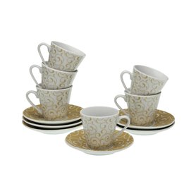 Jeu de 6 tasses avec plat Versa Serpentine Porcelaine
