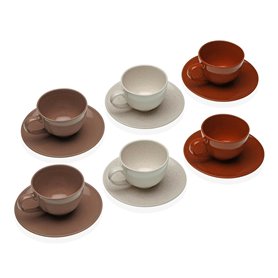 Jeu de 6 tasses avec plat Versa Romane Grès