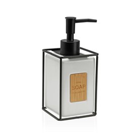 Distributeur de Savon Versa Blanc Noir Céramique Plastique 6 x 8 x 16 cm