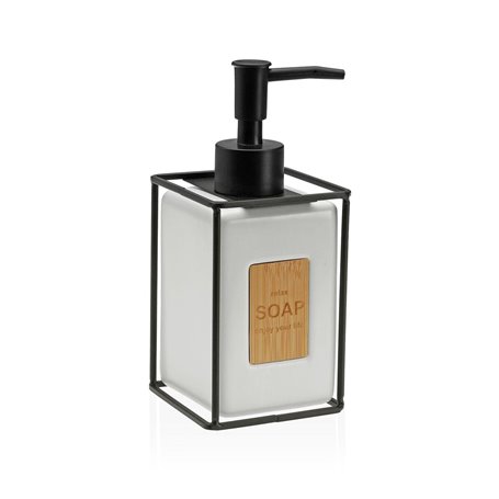 Distributeur de Savon Versa Blanc Noir Céramique Plastique 6 x 8 x 16 cm