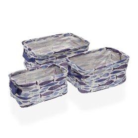 Set de basket Versa Aqua 2 Textile 18 x 14 x 28 cm