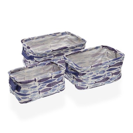 Set de basket Versa Aqua 2 Textile 18 x 14 x 28 cm