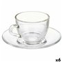 Tasse avec sous-tasse Transparent verre 85 ml (6 Unités)