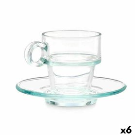 Tasse avec sous-tasse Transparent verre 90 ml (6 Unités)