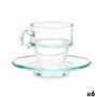 Tasse avec sous-tasse Transparent verre 90 ml (6 Unités)