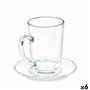 Tasse avec sous-tasse Transparent verre 200 ml (6 Unités)