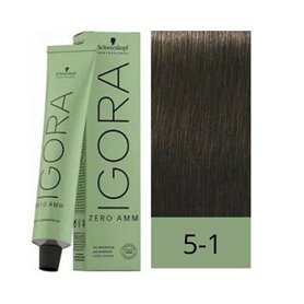 Teinture permanente Schwarzkopf Igora Zero Amm Nº 5-1 Châtain Clair Cendré 60 ml