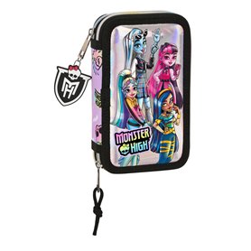 Plumier double Monster High Best boos Lila 12.5 x 19.5 x 4 cm (28 Pièces)