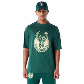 T-shirt à manches courtes homme New Era NBA PANEL OS Milwaukee Bucks Vert clair