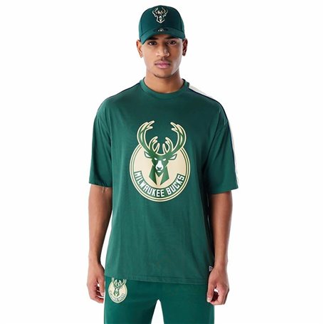 T-shirt à manches courtes homme New Era NBA PANEL OS Milwaukee Bucks Vert clair