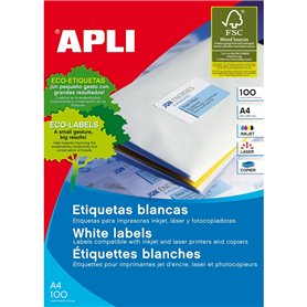 Étiquettes adhésives Apli 1274 100 Volets 105 x 37mm Blanc Laiton