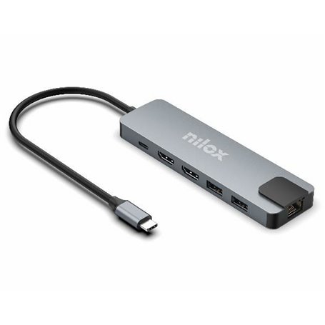 Hub USB Nilox NXDSUSBC08 Gris