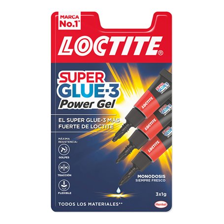 Adhésif instantané Loctite Super Glue-3 Power Gel Mini Trio 3 Unités (1 g)