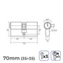 Cylindre EDM 85185 r13 Doré Laiton Came courte Européen