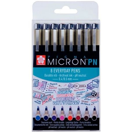 Ensemble de Marqueurs Talens Sakura Pigma Micron PN 8 Pièces Multicouleur