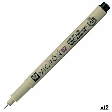 Feutres Talens Sakura Pigma Micron 02 Noir (12 Unités)