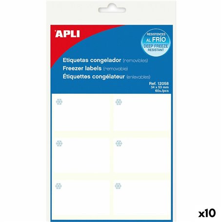 Etisuettes Apli Blanc Congélateur 10 Volets 34 x 53 mm (10 Unités)