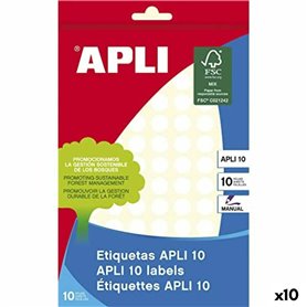 Étiquettes adhésives Apli Blanc 10 Volets Ø 1 cm (10 Unités)