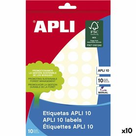 Étiquettes adhésives Apli Blanc 10 Volets Ø 1,3 cm (10 Unités)