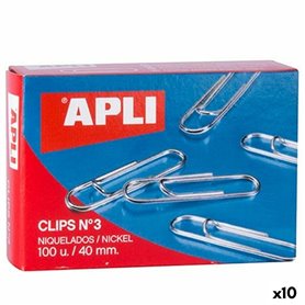 Trombones Apli Nº 3 nickel 40 mm (10 Unités)