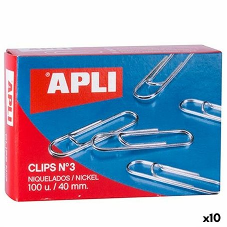 Trombones Apli Nº 3 nickel 40 mm (10 Unités)