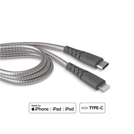 Câble Ultra-renforcé USB C/Lightning 1,2m 3A Gris - Garanti à vie Force Power