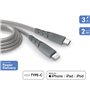 Câble Ultra-renforcé USB C/Lightning 2m 3A Gris - Garanti à vie - 100% Plastique recyclé Force Power