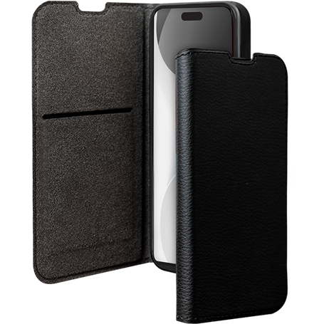 Folio Wallet iPhone 16 Pro Max Support vidéo Noir - 65% Plastique recyclé Certifié GRS Bigben