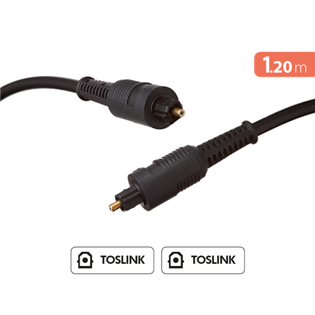 Câble audio Fibre optique Mâle / Mâle 1,2m Noir Force Power Lite