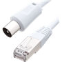 Câble TV Coaxial 9,52mm Ethernet RJ45 CAT8 Mâle / Mâle 2m Blanc Force Power Lite