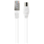 Câble TV Coaxial 9,52mm Ethernet RJ45 CAT8 Mâle / Mâle 2m Blanc Force Power Lite