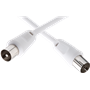 Câble TV Coaxial 9,52mm Mâle / Femelle 2m Blanc Force Power Lite