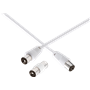 Câble TV Coaxial 9,52mm Mâle / Femelle 2m + Adaptateur Mâle / Mâle Blanc Force Power Lite