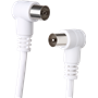 Câble TV Coaxial 9,52mm Coudé Mâle / Femelle 2m Adaptateur Mâle / Mâle Blanc Force Power Lite