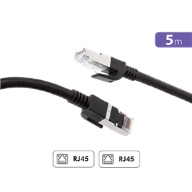 Câble Ethernet RJ45 Tressé S/FTP Mâle / Mâle 5m Noir Force Power Lite