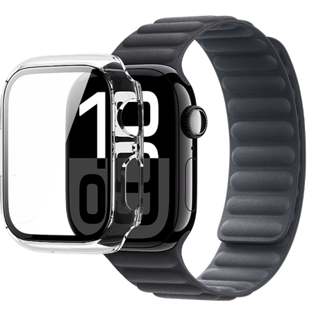 Coque Apple Watch 10 42mm Transparente contours noirs - Eco-conçu en matériaux recyclés Force Case