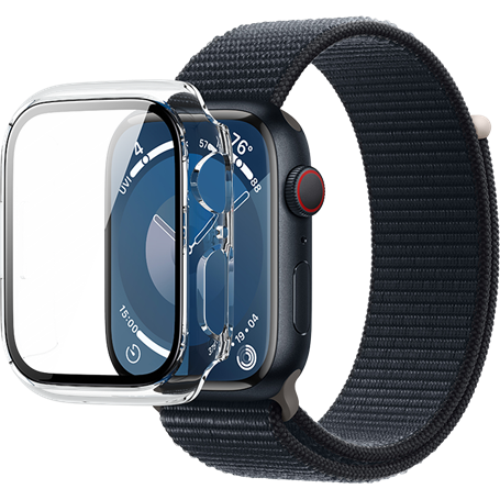 Coque Apple Watch 7/8/9 45mm Transparente contours noirs - Eco-conçu en matériaux recyclés Force Case