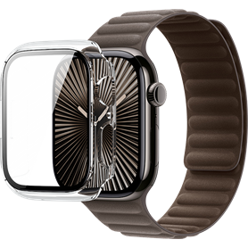 Coque Apple Watch 10 46mm Transparente contours noirs - Eco-conçu en matériaux recyclés Force Case