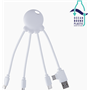 Câble 3 en 1 Octopus Ecoresponsable USB A/micro USB & USB C & Lightning 0,15m Blanc Xoopar