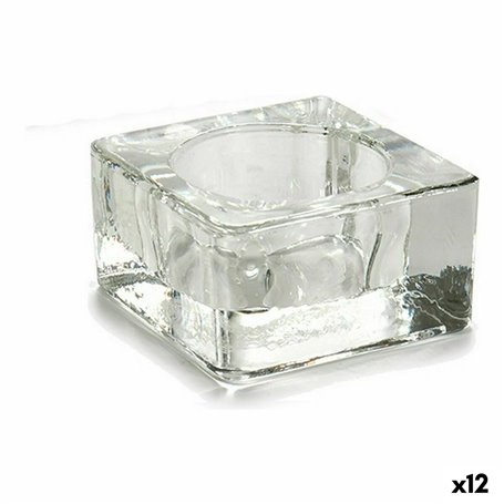 Bougeoir Transparent verre 6 x 3 x 6 cm (12 Unités)