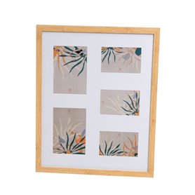 Cadre photo Blanc Naturel Verre Bois MDF