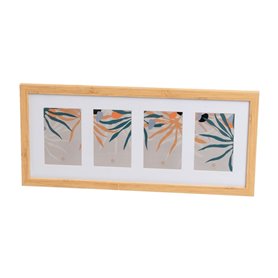 Cadre photo Blanc Naturel Verre Bois MDF