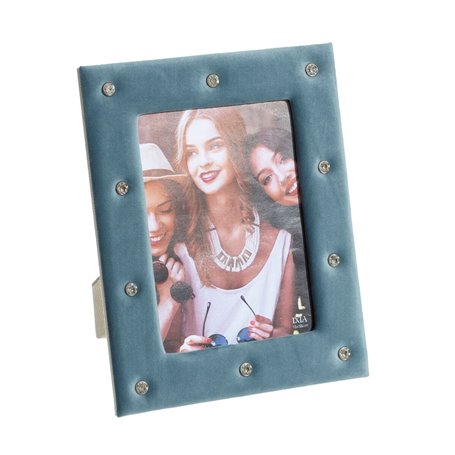 Cadre photo Bleu clair Polyester Velours Carton Bois MDF 13 x 18 cm