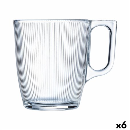 Tasse Luminarc Stripy Petit-déjeuner Transparent verre (250 ml) (6 Unités)