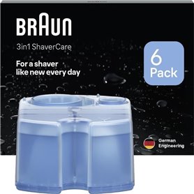 Recharges 3-en-1 - BRAUN - ShaverCare - Pour Stations SmartCare, Nettoyage Hygiénique - Pack de 6