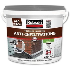 Revetement imperméable - RUBSON - Anti-infiltrations - 1kg - 100% Silicone - Résistant aux UV